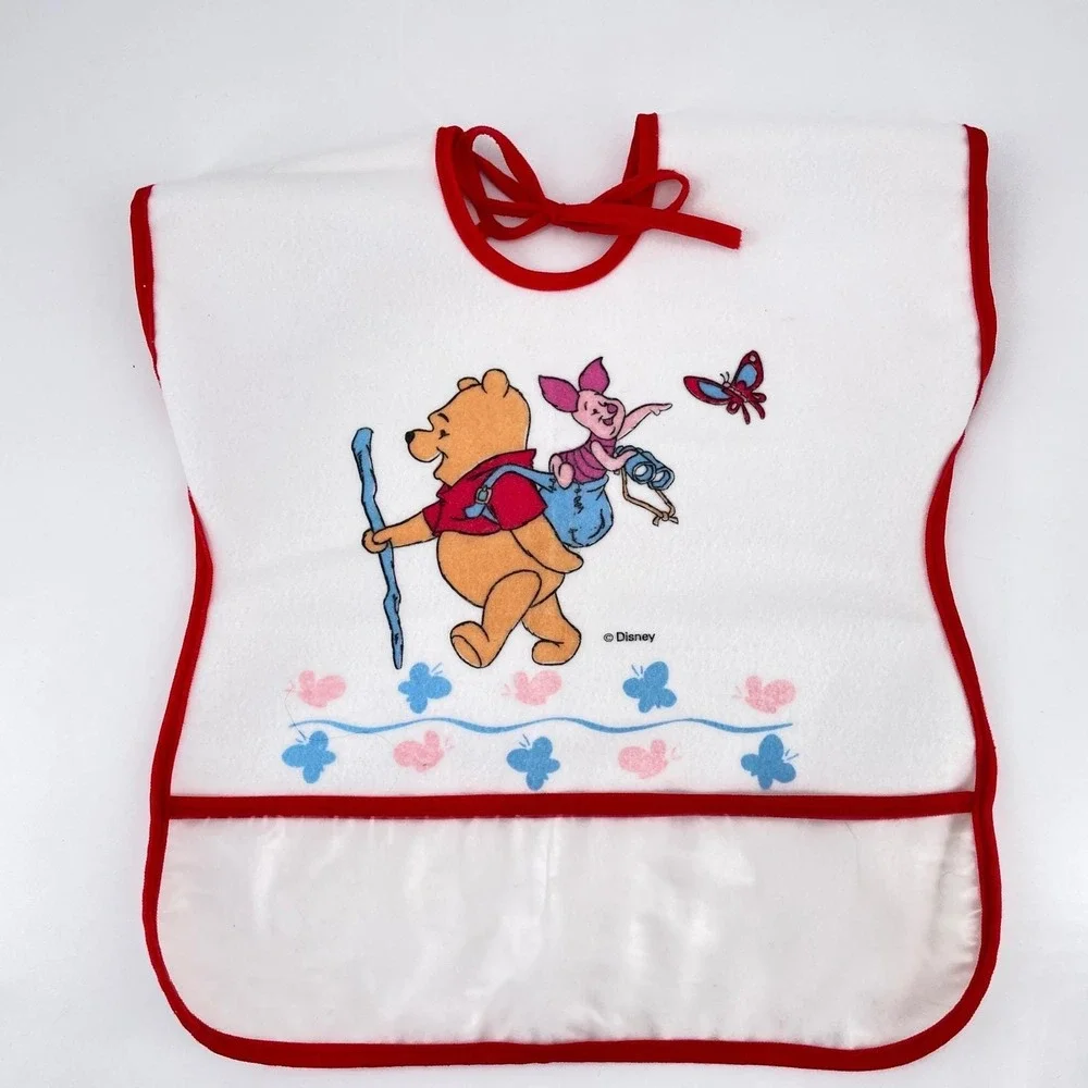 Disney Winnie Pooh Vinyl Back Baby Bib Crumb Catcher Full Coverage First Years